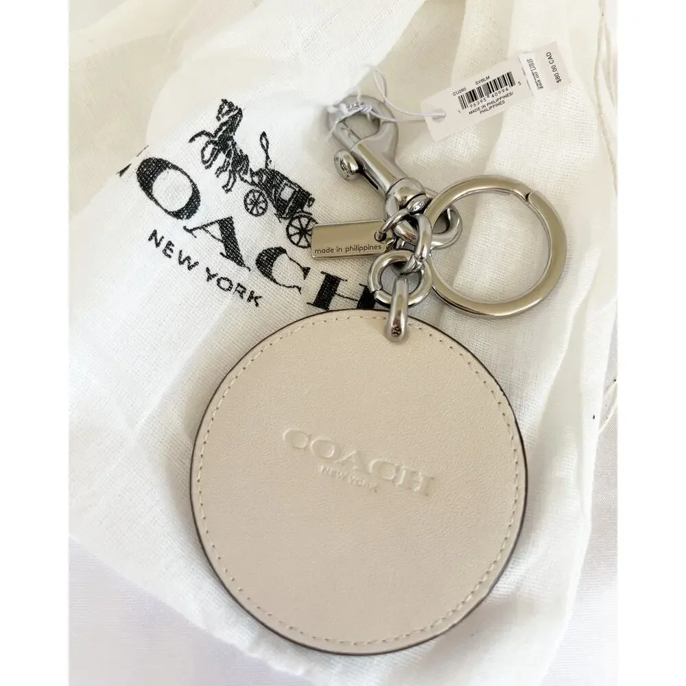 COACH Leather Beach Ball Bag Charm Keychain Key Ring Blue Red White NWT
